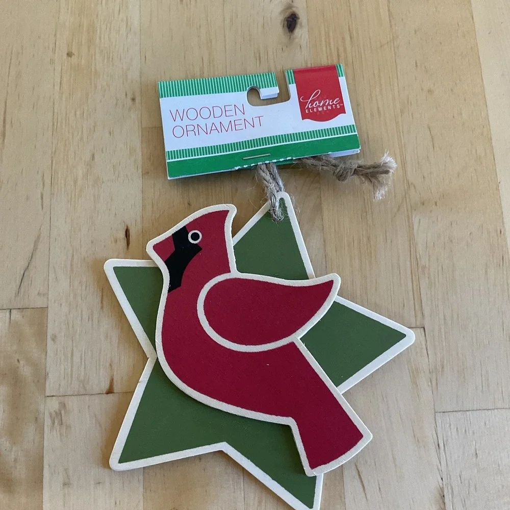 Christmas Cardinal Stars Ornament Home Elements Holiday Style Approximately‎ 4